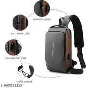 Crossbody Sling Bag | Water-Resistant Chest Backpack with USB Charging Port | Anti-Theft Shoulder Side Messenger Bag for Travel, Office, Cycling, Tablet & Daily Essentials