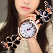 Flower Pattern Analogue Women's or Girls Watch (Rose Gold White)