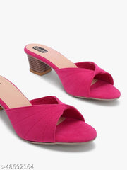 Taydol Women Fancy slip-on Block medium Heel rani pink velvet woven design pvc sole open toe Sandal (33)