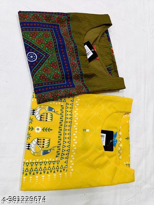 Polyster/Crepe fabric-combo kurti for women with lowest price & Best Quality kurti (pack 2)