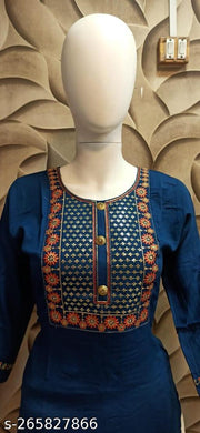Trendy Women's Straight Embroidery Kurtis
