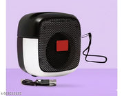 Portable Wireless Bluetooth Speaker with Rich Bass, Compact Design, and Carrying Strap - Black & White