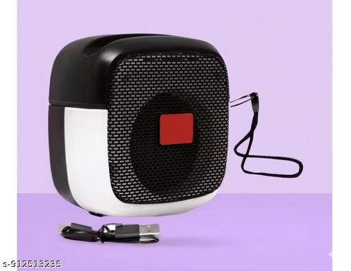 Portable Wireless Bluetooth Speaker with Rich Bass, Compact Design, and Carrying Strap - Black & White