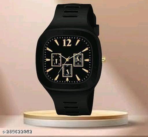 STYLISH ROYAL LOOKING ANALOG WATCH WHITE & GREY SILICON STRAP,SQUARE PREMIUM DIAL,  WATCH, CASUAL FORMAL, PARTYWEAR, BRANDED WATCH, FOR (DIWILI BEST GIFT OFFER PACK) MEN AND BOY.