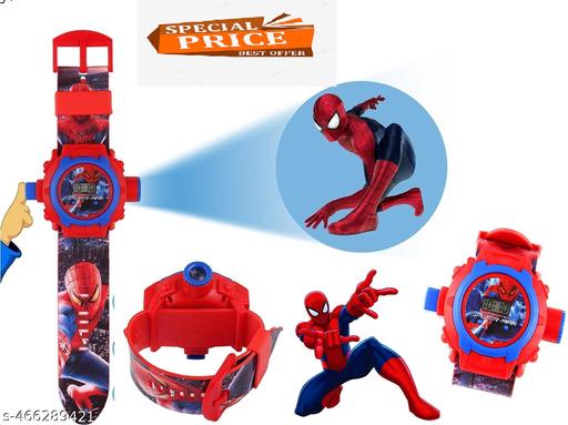 24 Images Unisex Kids Spider PVC Rubber Plastic Digital Wrist Projector Watch with Spiderman Unique Projector Digital Toy Watch for Kids - Good Return Gift ₹189