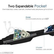 Running Belt, Outdoor Sports Pockets Anti-Theft Mobile Phone Running Belt with Water Bottle Holder, Waterproof, Can Hold Cash Keys Cards Pocket Sport Bag Pouch & Belt (2 Pocket)