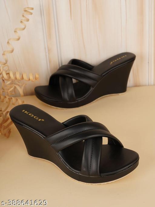 IKAGI Women Fashionable Comfort Wedge Heel Slip-on Sandal For Women & Girls