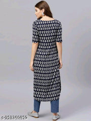 Beautiful Floral Print Viscose Rayon Straight Kurti For Women's & Girl's