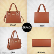 GRAADA Latest Trendy Branded Tan Handbag Synthetic Leather Women's Satchel Bag | Ladies Purse Handbag | Women bags