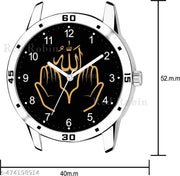 Krolexe Analog Allha Ki Dua Isalmic Design Round Dial Latest Fashion Attractive Stainless Steel Silver Strap Stylish Wrist Watch for Muslim Men and Boys, Pack of 1 - IW004-NUM-AVO-SIL-STL