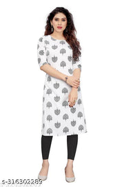 Polyster/Crepe fabric-Women Printed Straight Kurti