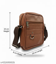 Stylish Brown Leather Sling Bag For Men & Women For Travelling & Casual Use Waterproof Sling Bag (Brown, 3 L)