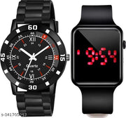 Watch Combo BUY 1 GET 1 FREE Low Price Stylish Combo Watch Analog Watch - For Men Analog And digital All Black Rubbers Strap Stylish Pack Of 2 Combo Watch