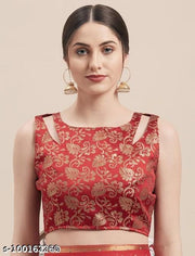 Crush Chiffon Red Tassels and latkans Saree With Blouse