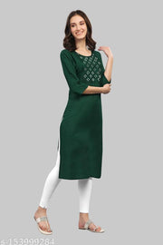 Womens Viscose Rayon Embroidered Straight Kurti Ethnic Wear Traditional Wear