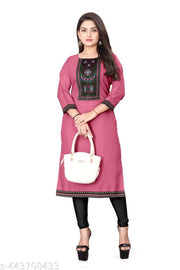 Designer Kurti New Collection Cotton Blend Stylish New Trendy , Women Kurti , Kashmiri Pheran, Cotton Kurti,Embroidered Pattern Casual Kurta for Girls & Women.