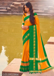 Elephant cotton silk saree with blouse piece