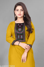 Desigener Kurti New Collection Cotton Blend Stylish New Trendy Embroidered Pattern Casual Kurta for Girls & Women