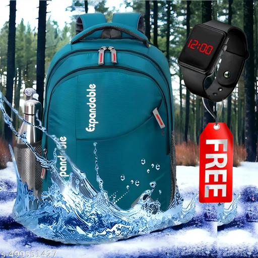 Stylish 35L Waterproof Laptop Backpack for Men & Women - Office, School, college, with free LED watch