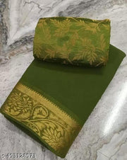 Women's Georgette Woven Work Saree With Unstitched Jacquard Silk Blouse Piece