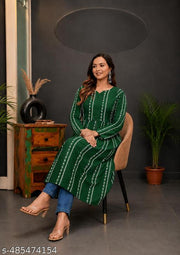 Lining Printed Naira Cut Kurti For Womens