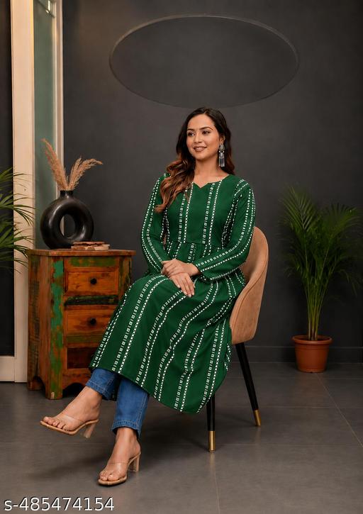 Lining Printed Naira Cut Kurti For Womens