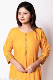 Stylish & Comfortable Kurtis for Every Occasion – Trendy, Elegant, and Viscose Rayon & Printed Designs for Women (Yellow)