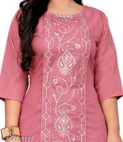 Women plus size cotton embroidered kurti