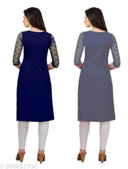 Women's Latest Design 3/4 Sleeve Combo Kurta for Daily Use Pack Of 2 Regular Fit Kurta