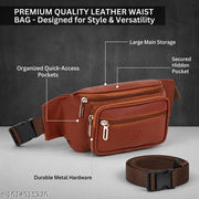 Latest Men Women Leather Waist Pack Travel Bags For Money| Belt| Cards |Mobile| Documents| Kit| Books and Bills Dairy Pouch Cross Side Bag For Men Women .With Belt Stylish Small Luggage Accessories Bag I Waist Bags I Fanny pack.