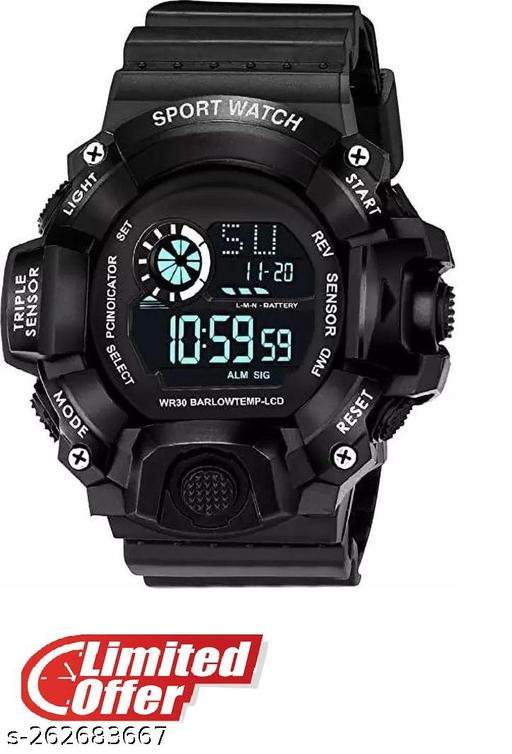 Royal look Digital Watch Shockproof Multi-Functional Automatic Black Color Strap Waterproof Digital Sports Watch for Men's Kids Watch for Boys Watch for Men Pack of 1 Watch Water Resistance Digital Watch