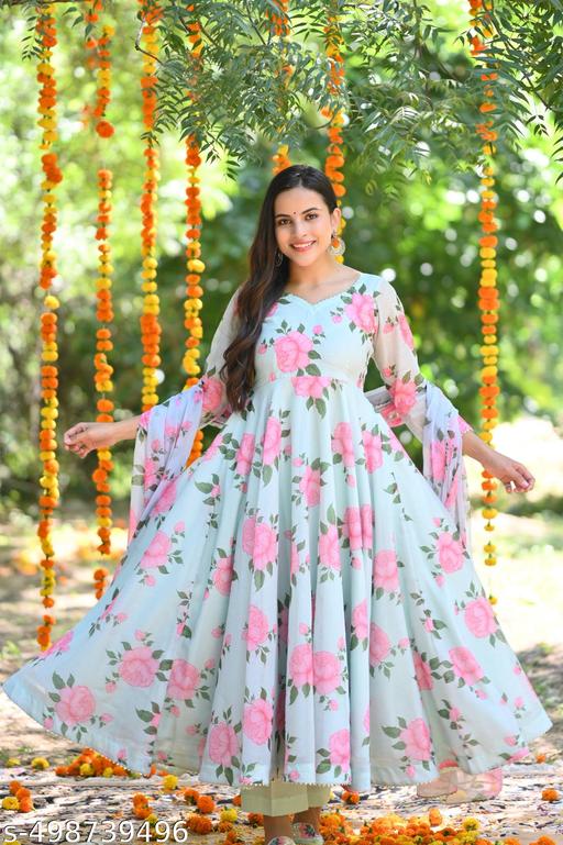 Fency anarkali gown for women (No BottomWear)