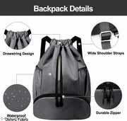 Alyan Sports Drawstring Bag Backpack for Men Women - Basketball Bag Gym Backpack Dedicated Shoe Compartment | Waterproof Large Space Gym Bag