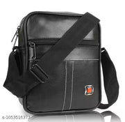 Casual Synthetic Stylish Professional Leather Bag/ Travel Bag/ Shoulder Bag for Men/ Cross Body Bag/Office Business Bag/Messenger Bag/Stylish Sling Bag for Men & Women- Black