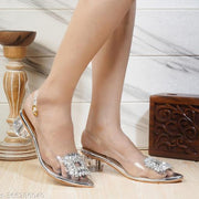 Toestep brand trending new like women and girls casual round heel transprent upper heel
