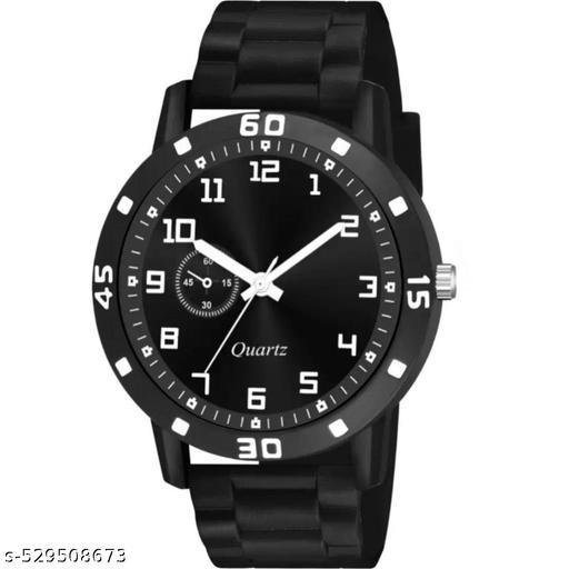 Yolako Men  Watch  Black Dial Bumpper Pu Black Belt Men and Boy Watch