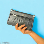 Flikker: Stylish Women’s Leather Hand Purse - Compact Mini Coin Clutch Wallet for Daily Use, Dual Zip Clutch Bag Under 300 (Black, Pack of: 1)