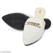 Women's Fashion Comfortable Slip-on Chain Decorated Loafers Bellies Low Heels Almond Toe Casual Daily Mule Sandals, flat Sandal and Jutis For Women and girls, Jutis, Bellies and Ballerinas, Sandals, platform sandals, comfortable sandals for women