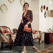 Trendy Fancy Wear New Stylish Printed Anarkali Kurti for Women's Ethnic Wear Gown
