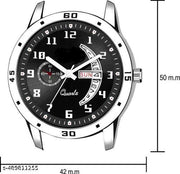 Black dial day and date function working analog sports watch for mens and boys(metal belt day and date watch for mens)