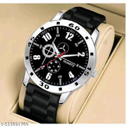 Yolako Black M Silver Cash Black Pu Bump Belt Boy and Men Watch