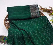 SI_ PIPOLS PIPAL PAN Georgette WEDDING FESTIVAL PARTY  HOTFIX WORK GREEN SAREE