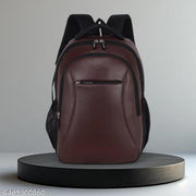 Zerus Brown Faux Leather Backpack for Boys & Girls Laptop Office College & Travel Bag Stylish Durable & Lightweight Design Bag