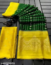 NavSarjan Silk printed saree with pallu blouse and lace