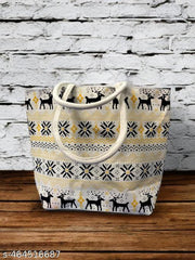 Charming Yellow Deer Canvas Bag with Studded Handle – Perfect Blend of Style & Functionality"