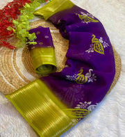 Peacock design,moss chiffon saree with jacquard border, great combination of traditional and party wear