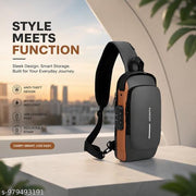 USB CROSS BACKPACK BAG     Bag cross backpack Sling For Men Messenger Bag Nylon Waterproof Sling Backpack Bag with USB Charging Port for Travel Hiking Jogging Gym Picnic & Casual Chest Bag for Men