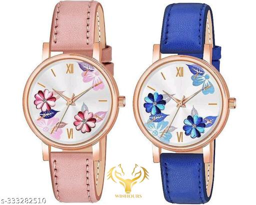 Best High New Flower Festive  Combo Unique Designer Leather Strap Watch for Girl's and Women Pack Of 12