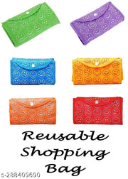 Nc Navarang  Set of 6 Foldable Reusable Bags Smiley Printed Bags