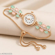 watch gift for sister || trending rose gold bracelet watch || Adjustable Rose Gold Crystal Bracelet Watch for Girls & Women for Girls & Women's.
